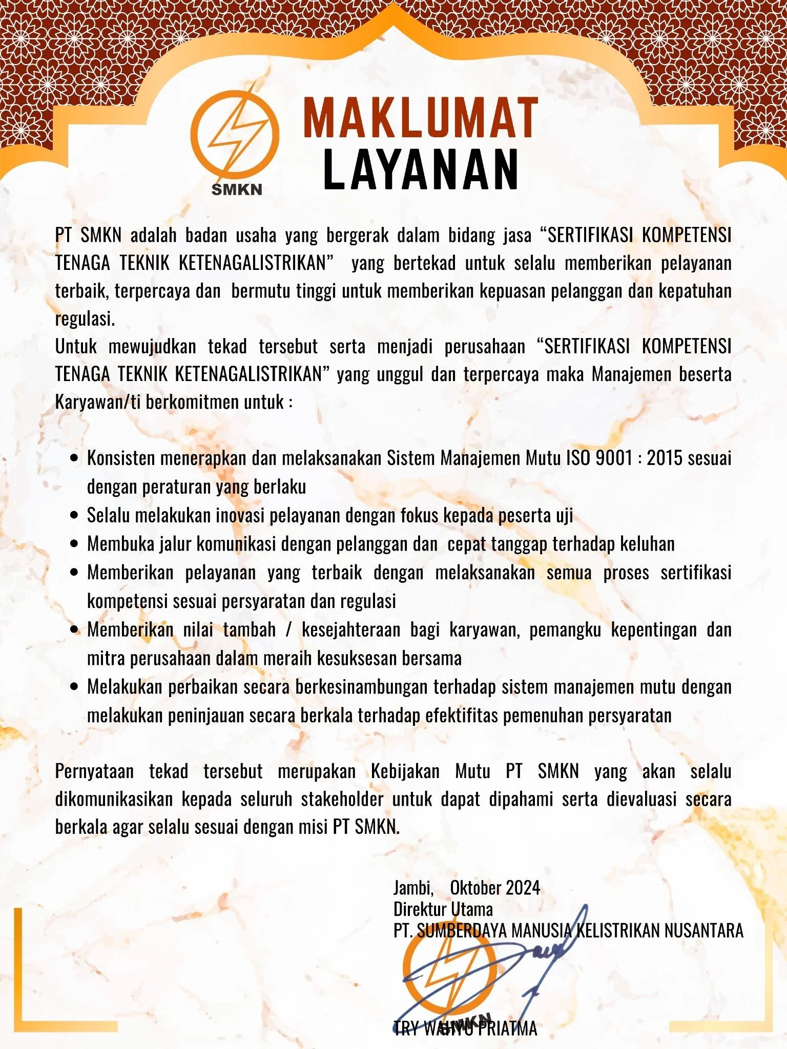 Maklumat Pelayanan